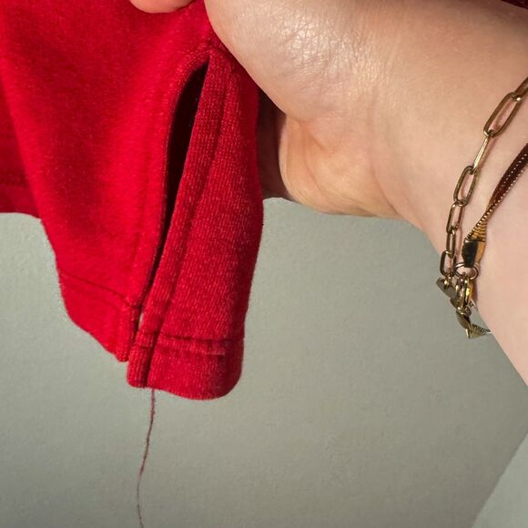 Vintage 90s Laura Daniels Red Plaid Layered Look Half-Zip Sweatshirt - Picture 5 of 5